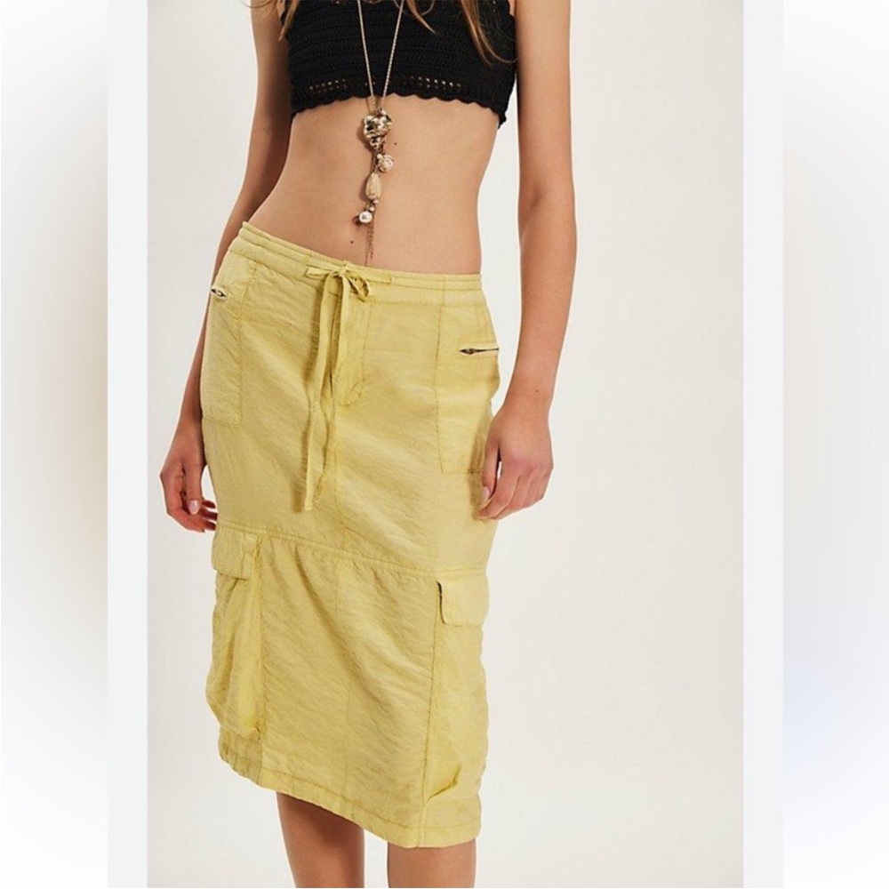 NWT Free People Pale Green Cargo Midi Skirt